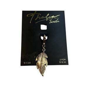 Thalia Sodi Gold Feather Charm w/ Rhinestone Accents, NWT!
